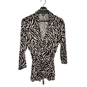 Josephine Chaus Animal Print Striped Wrap Top